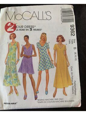 McCall's Misses Dress Sewing Pattern Size 8 10 12 9362 - Uncut
